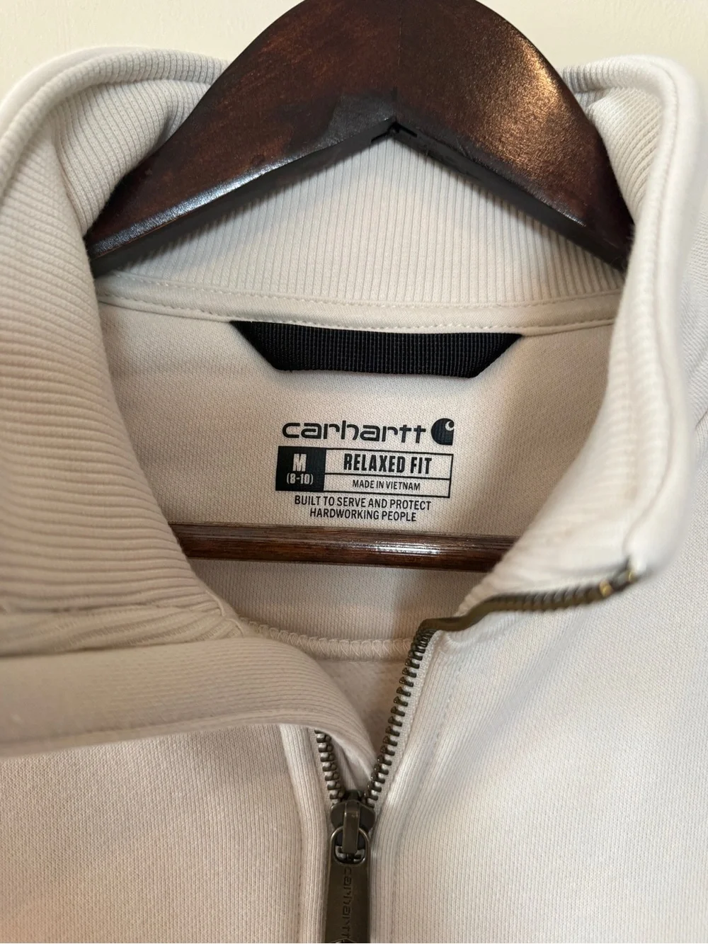 Carhartt Women’s Cream Half-Zip Pullover Sweatshirt Medium NWOT